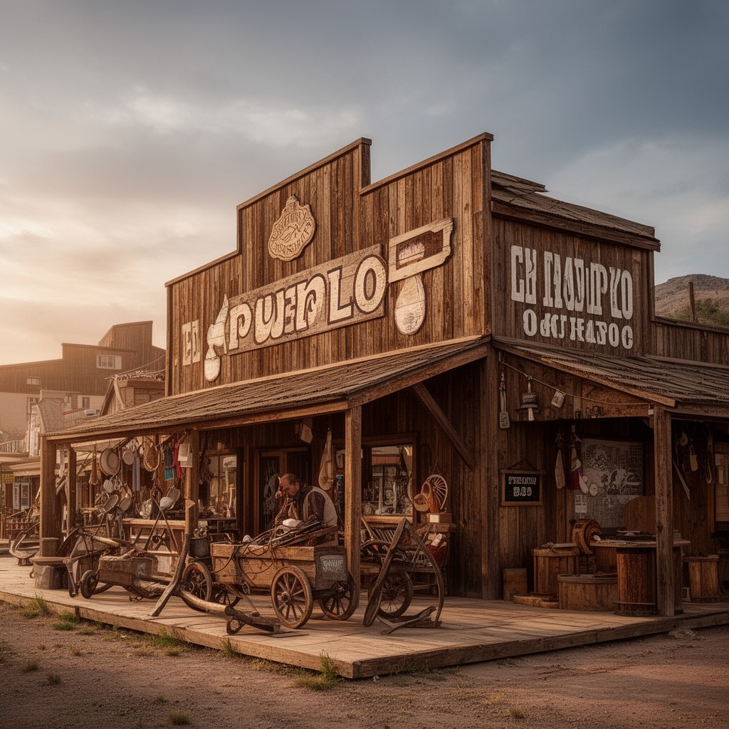 AI-generated illustration of El Pueblo trading post