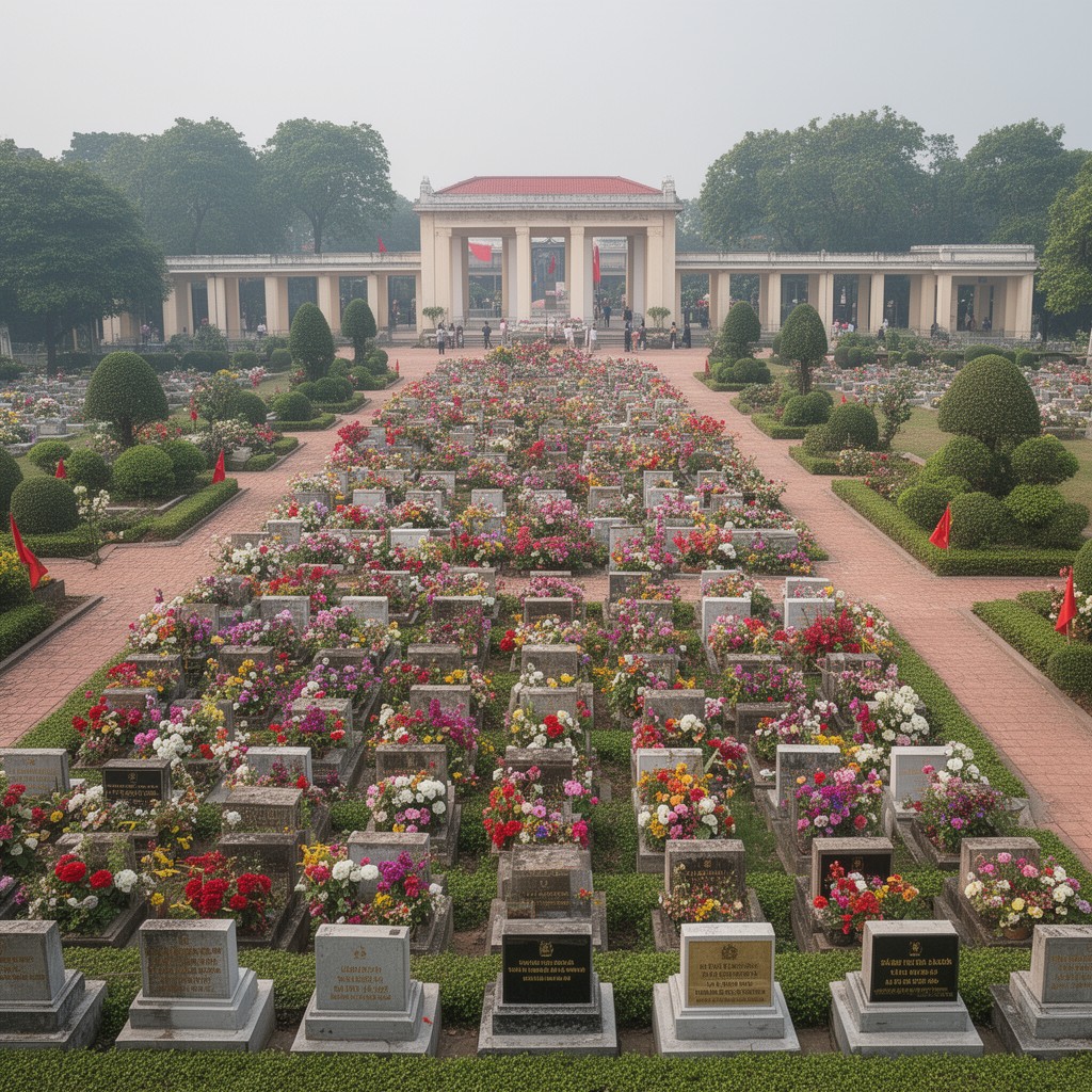 AI-generated illustration of Mai Dich Cemetery