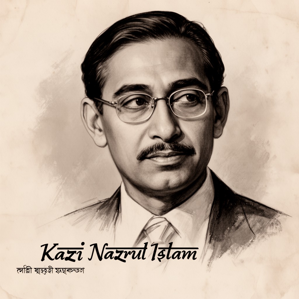 AI-generated illustration of Kazi Nazrul Islam