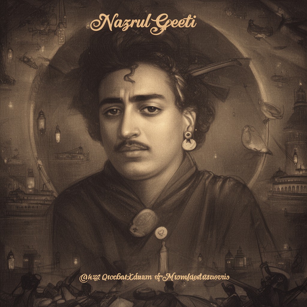 AI-generated illustration of Nazrul Geeti