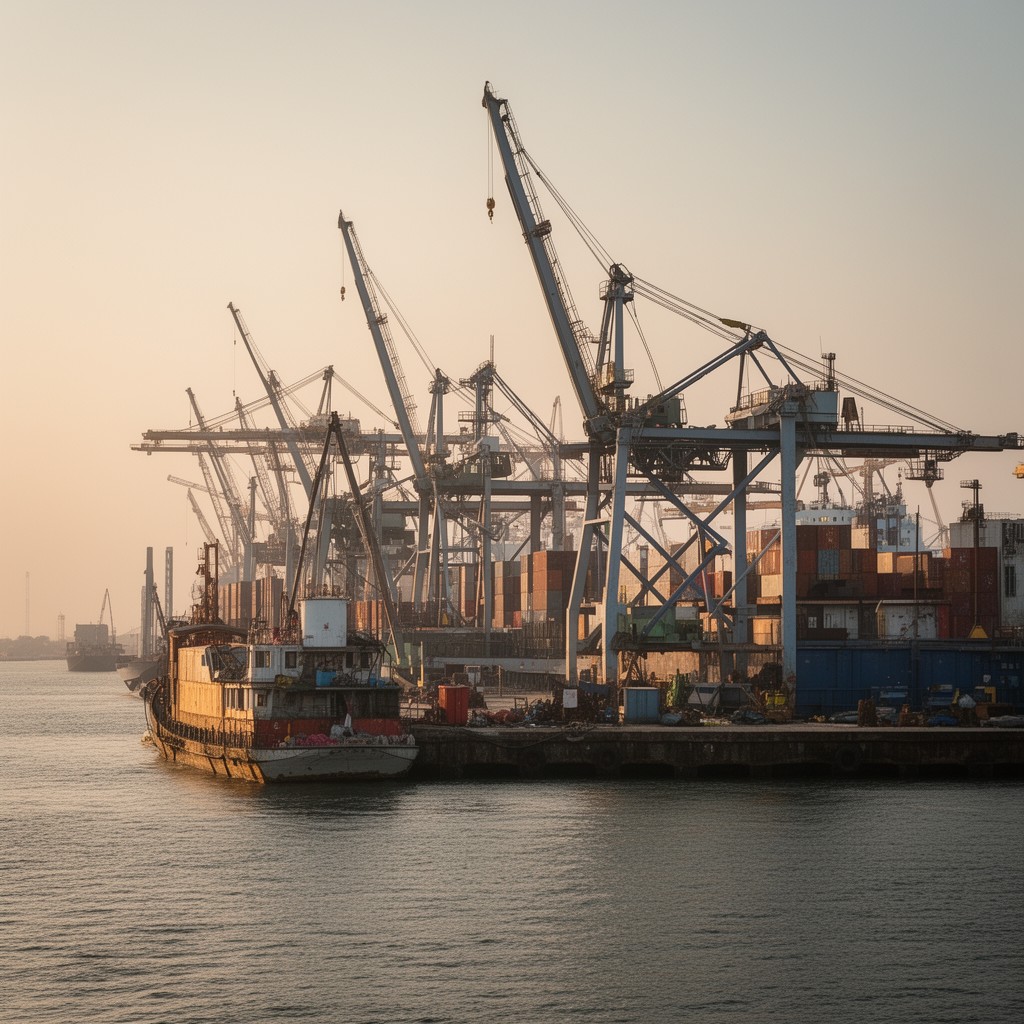 AI-generated illustration of Madras Port
