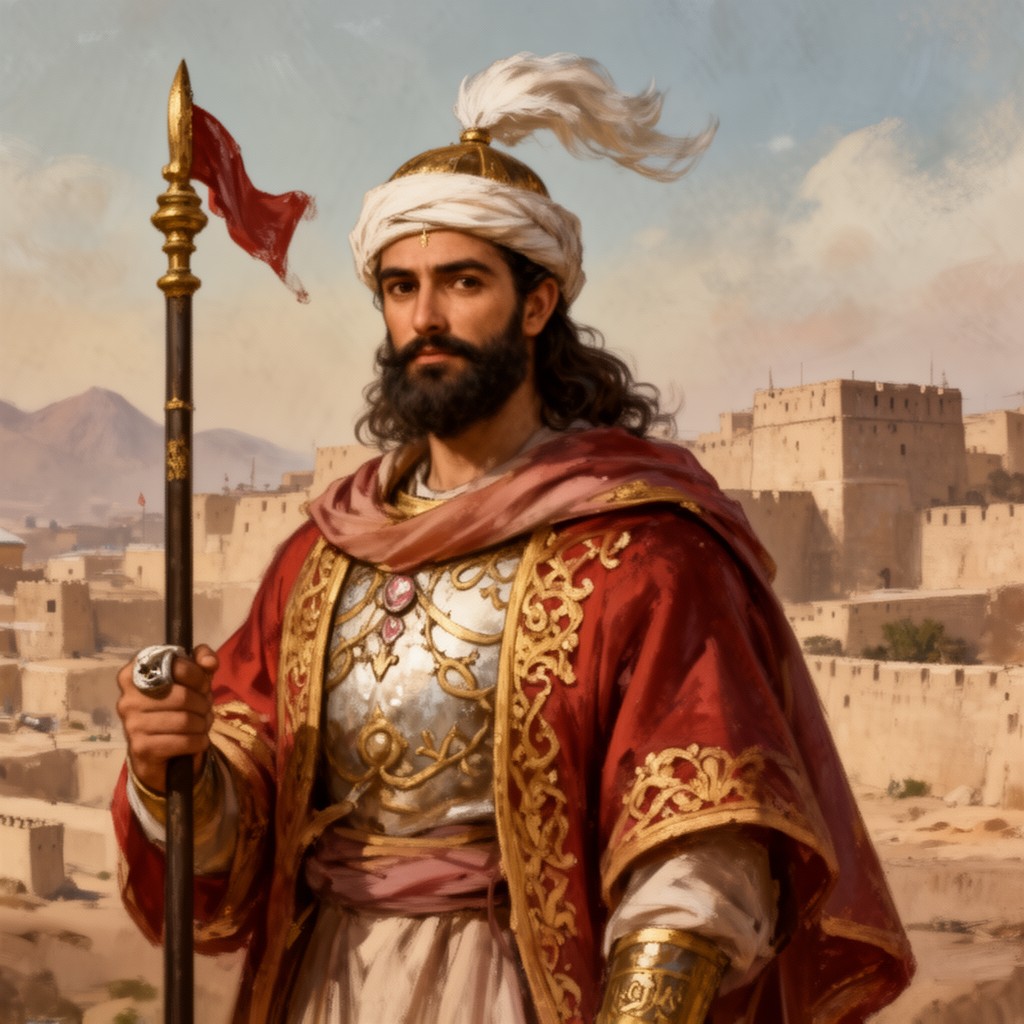 AI-generated illustration of Muhammad bin Qasim