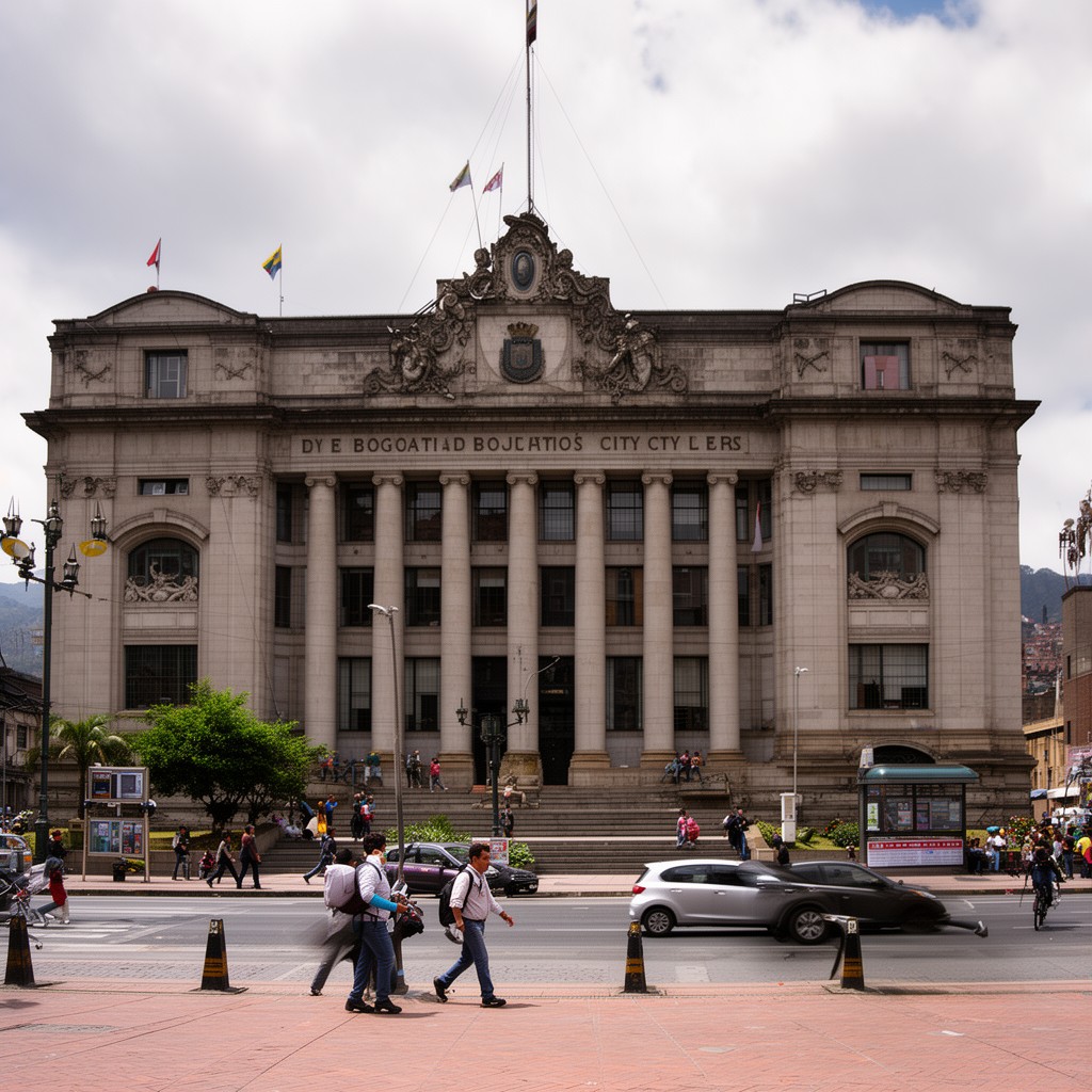 AI-generated illustration of Bogotá City Hall