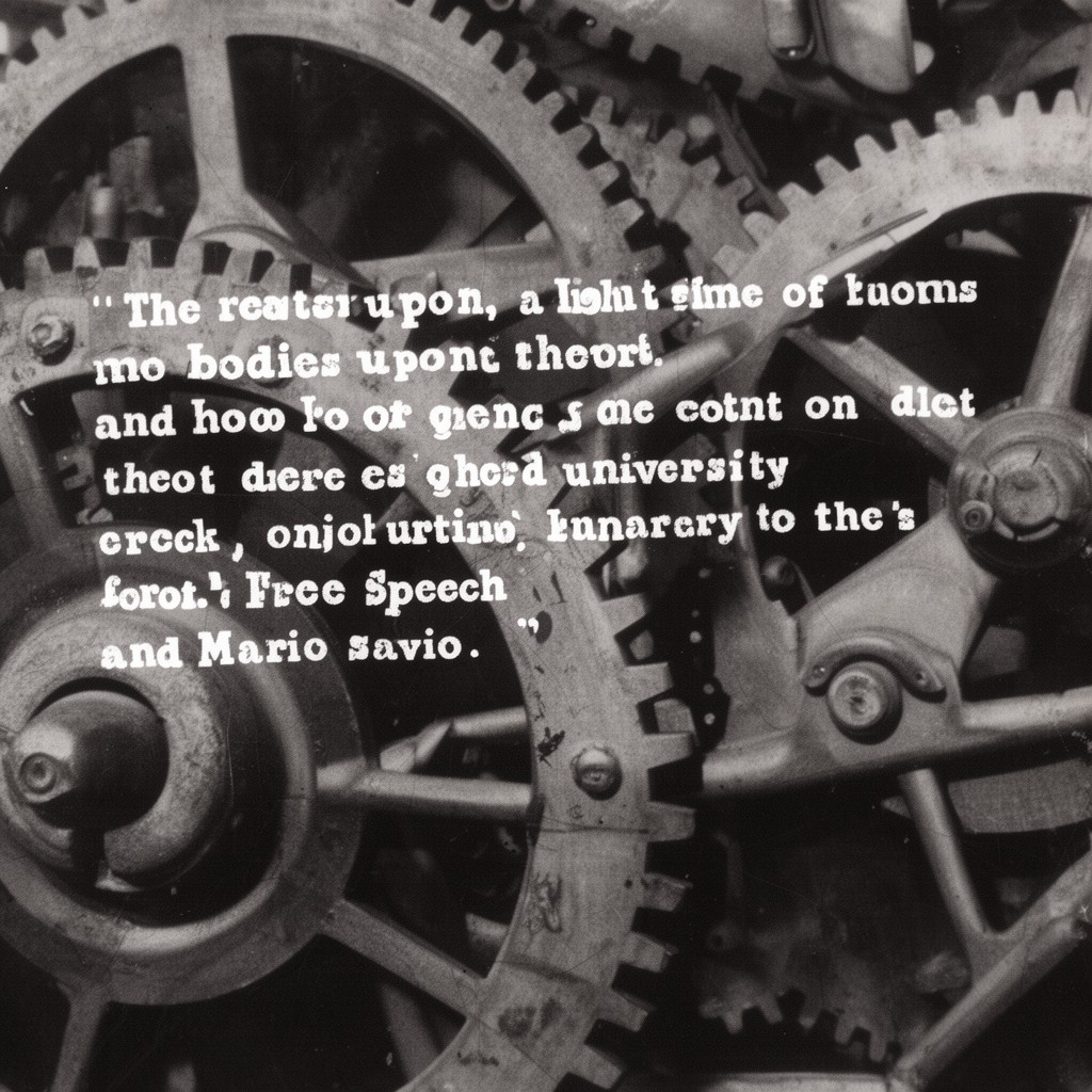 AI-generated illustration of "bodies upon the gears" speech