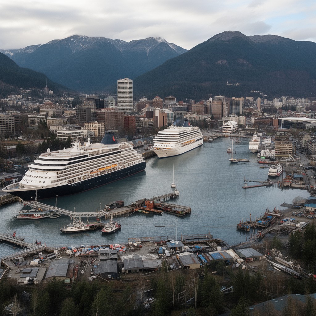 AI-generated illustration of Juneau harbor
