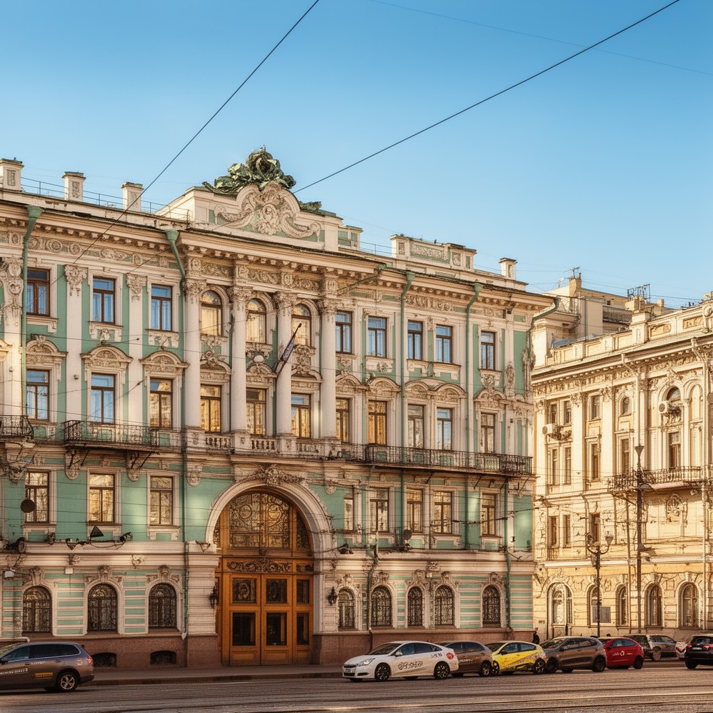 AI-generated illustration of Stroganov Palace vicinity