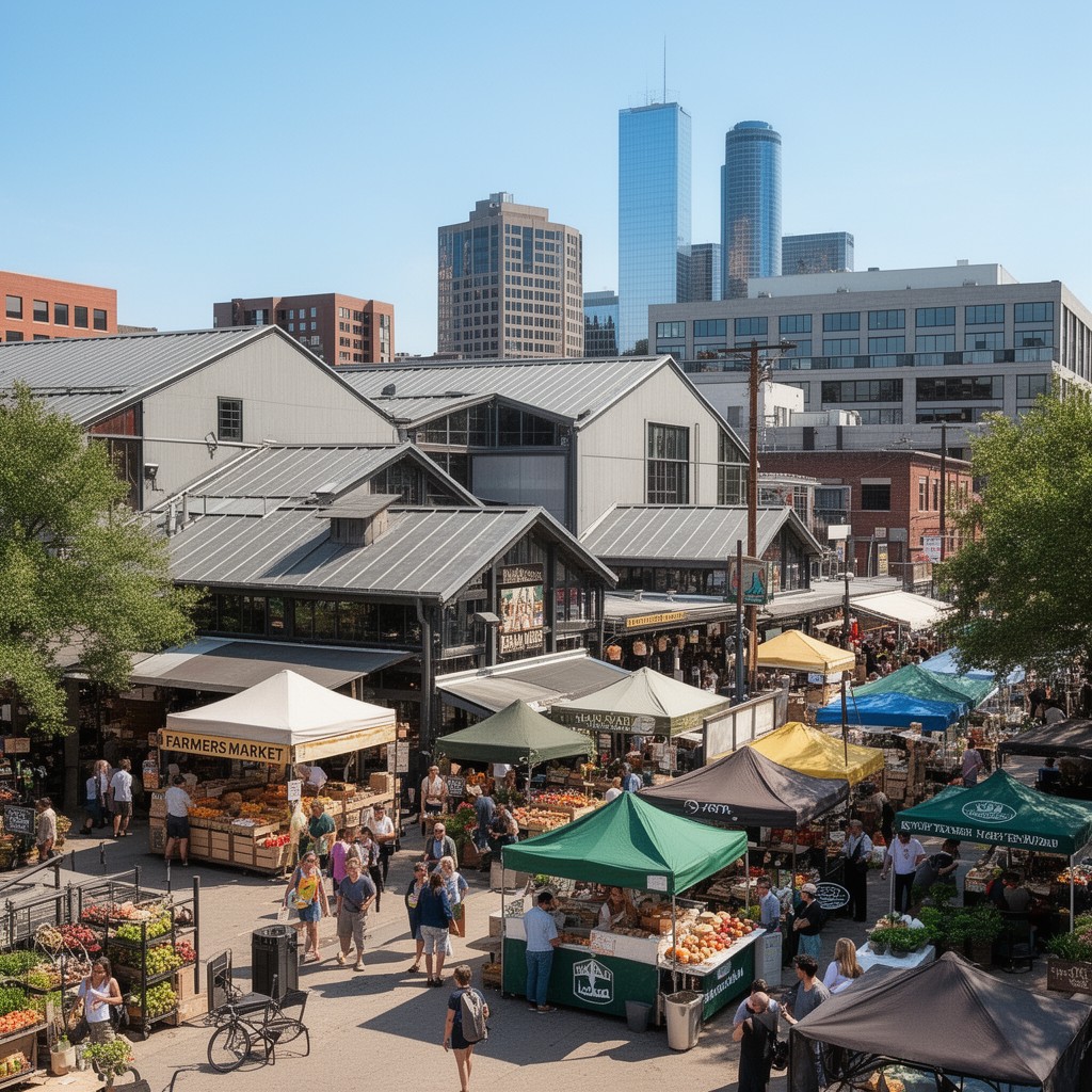 AI-generated illustration of Farmers Market District