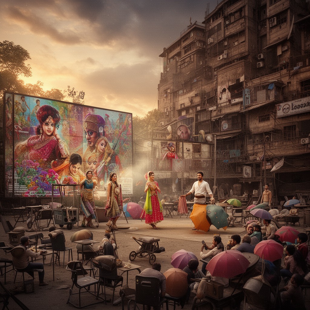 AI-generated illustration of Bollywood cinema