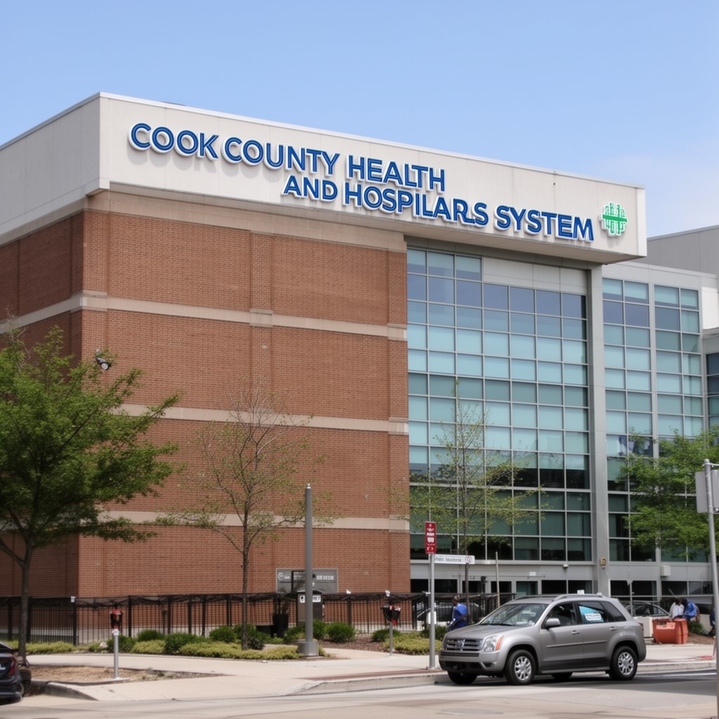 AI-generated illustration of Cook County Health and Hospitals System