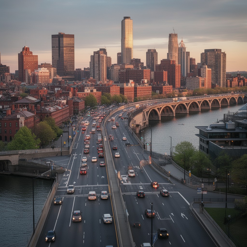 AI-generated illustration of Storrow Drive in Boston, Massachusetts