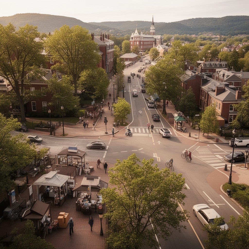 AI-generated illustration of Cambridge Street, Cambridge, Massachusetts