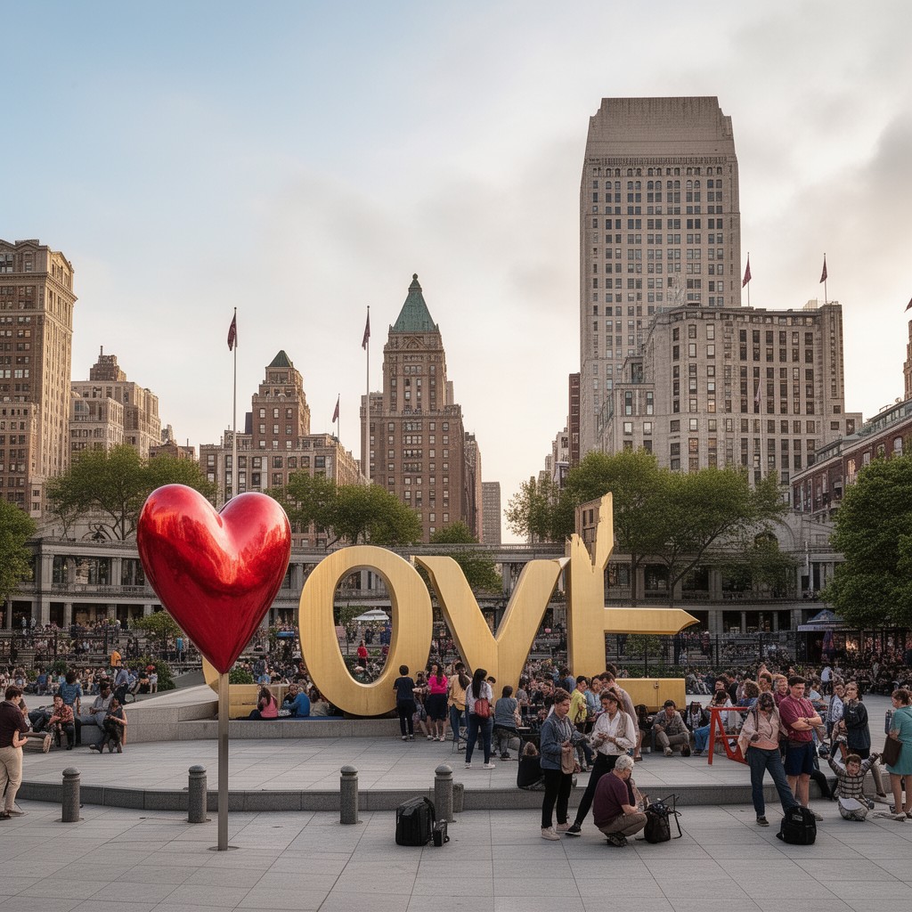 AI-generated illustration of John F. Kennedy Plaza