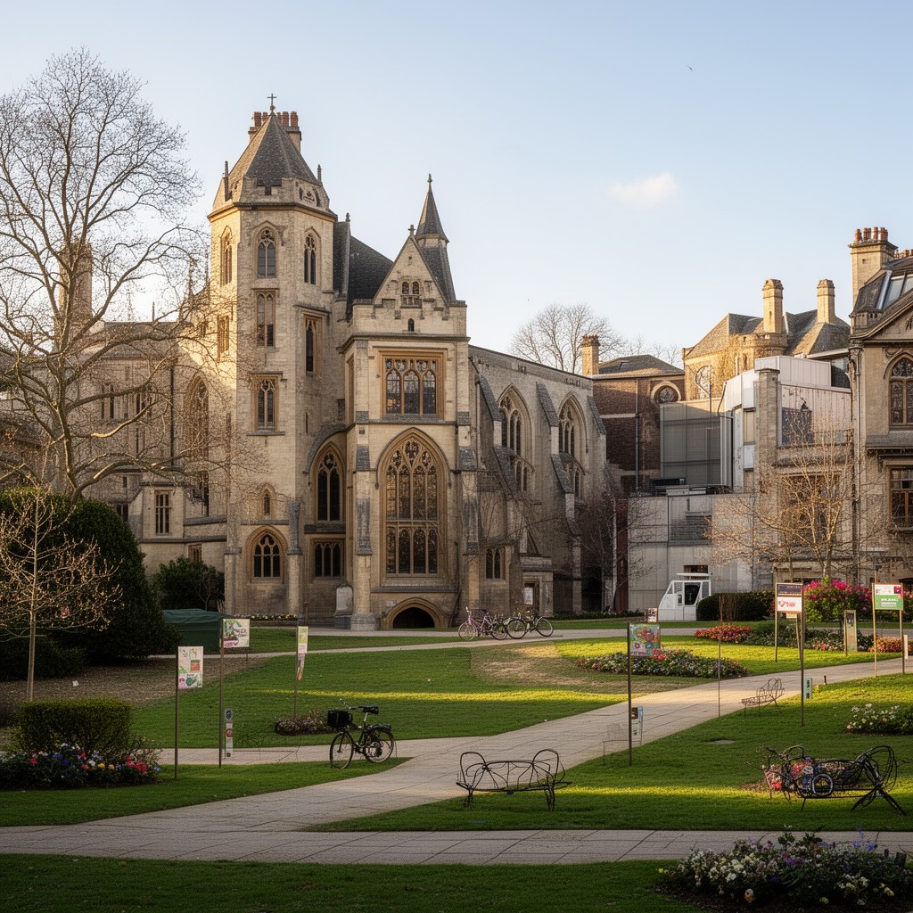 AI-generated illustration of Wolfson College, Cambridge
