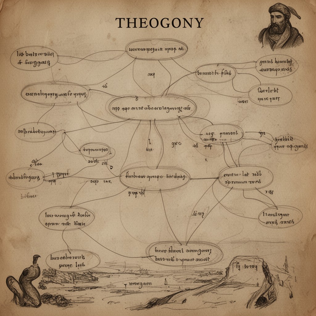 AI-generated illustration of Hesiod's Theogony