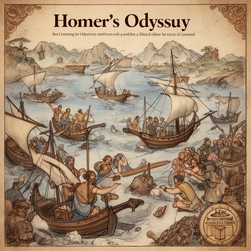 AI-generated illustration of Homer's Odyssey