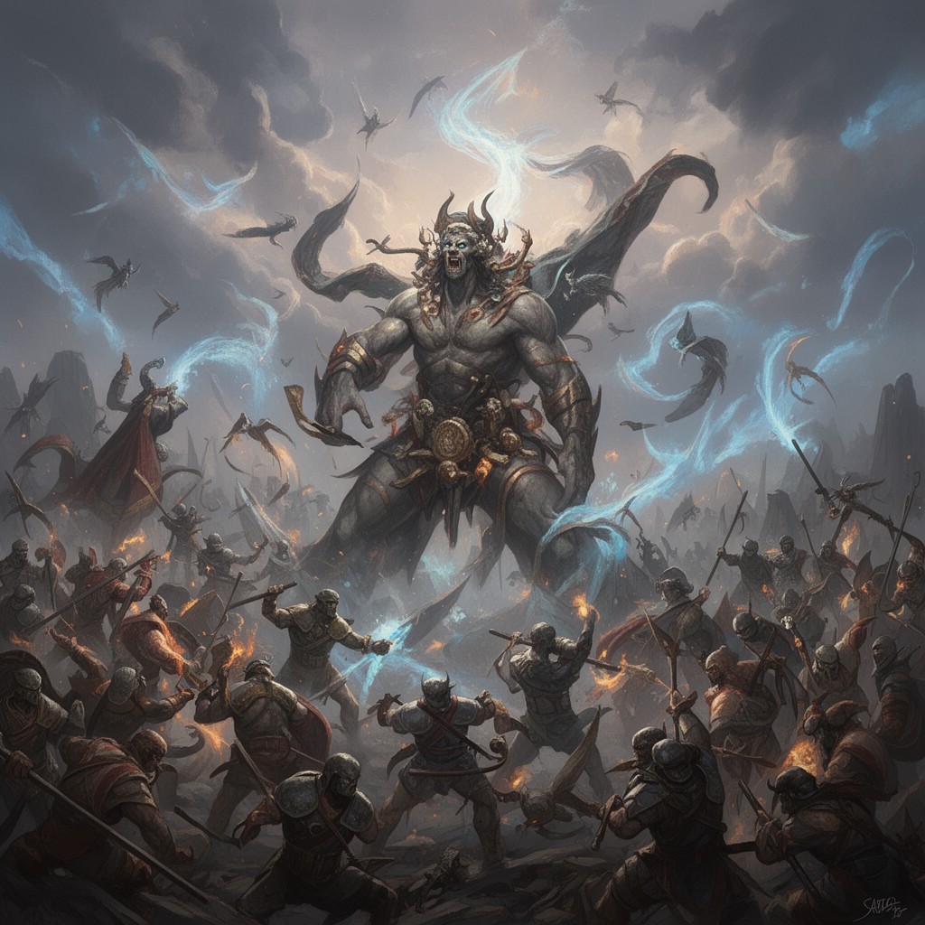 AI-generated illustration of Titanomachy