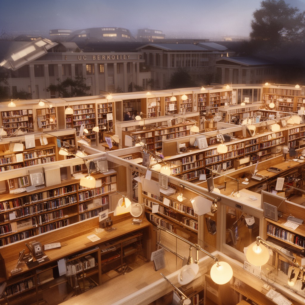 AI-generated illustration of UC Berkeley Library