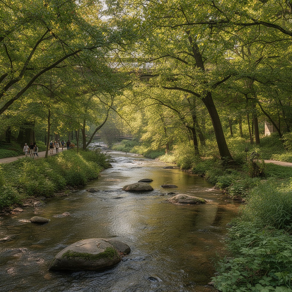 AI-generated illustration of Rock Creek and Potomac Parkway