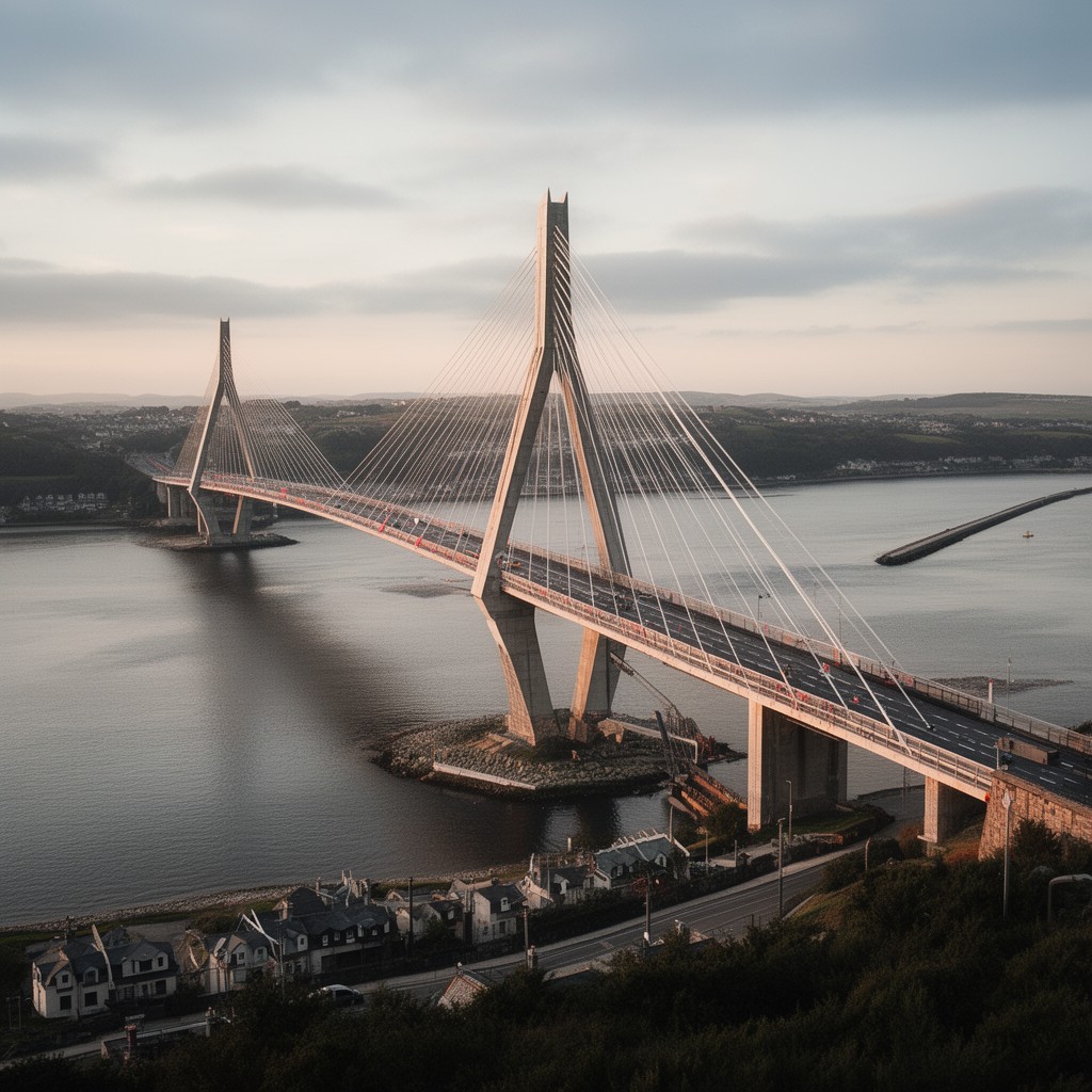 AI-generated illustration of Queensferry Crossing (north end)