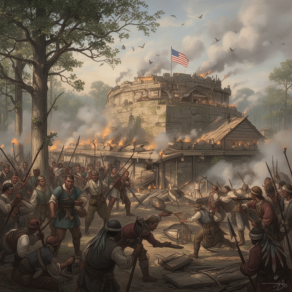 AI-generated illustration of Battle of Mystic Fort