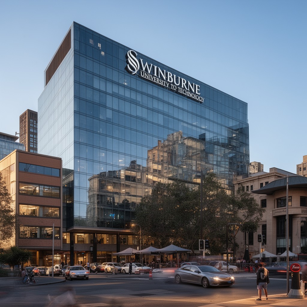 AI-generated illustration of Swinburne University of Technology (city campus)