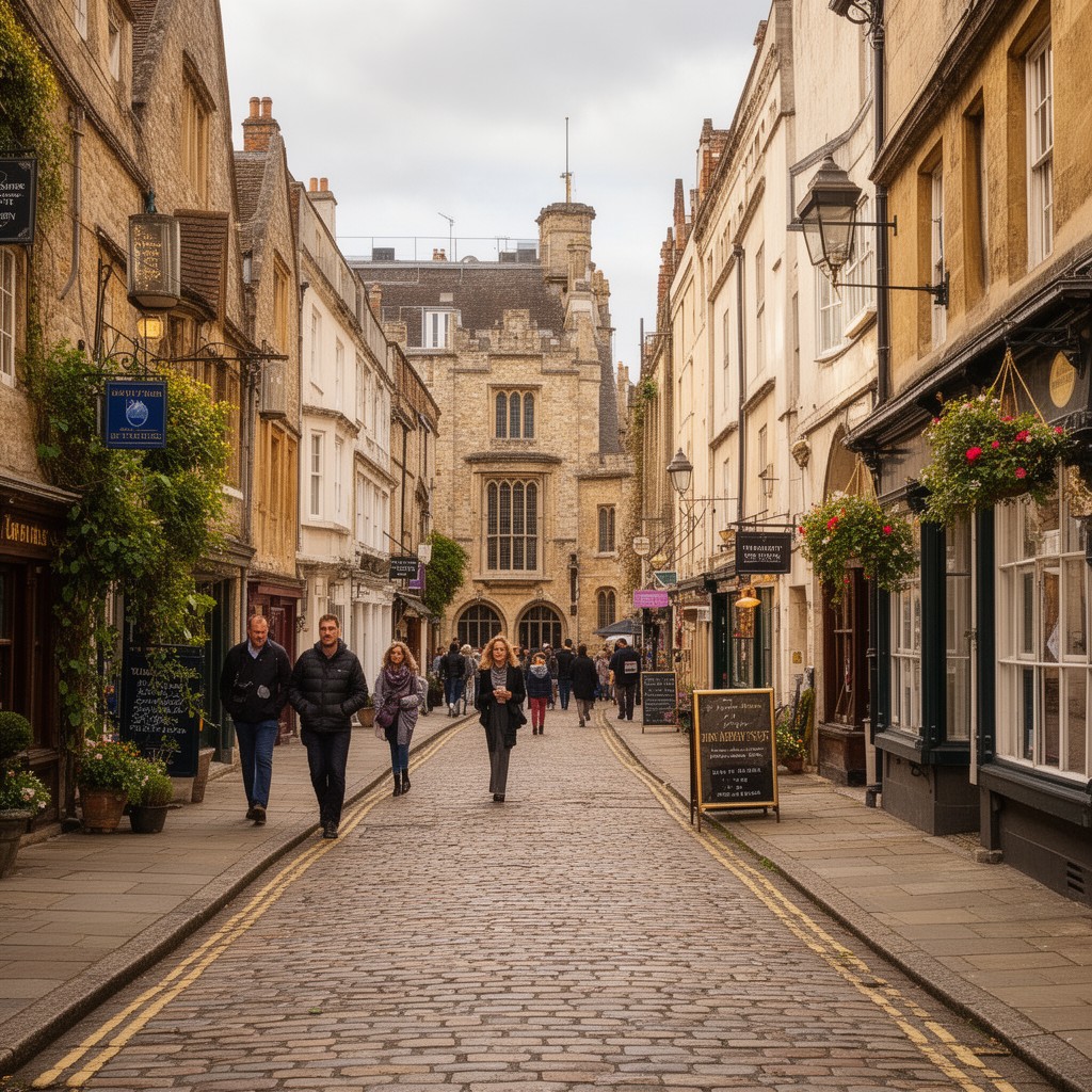 AI-generated illustration of Trinity Street, Cambridge