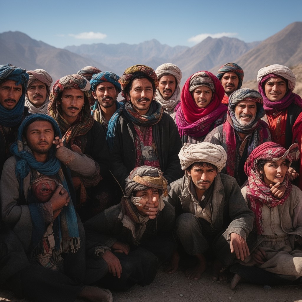 AI-generated illustration of Brahui people