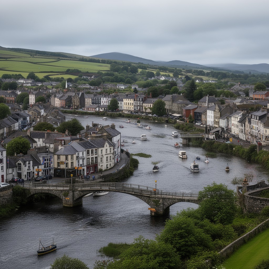 AI-generated illustration of Ballina, County Mayo, Ireland