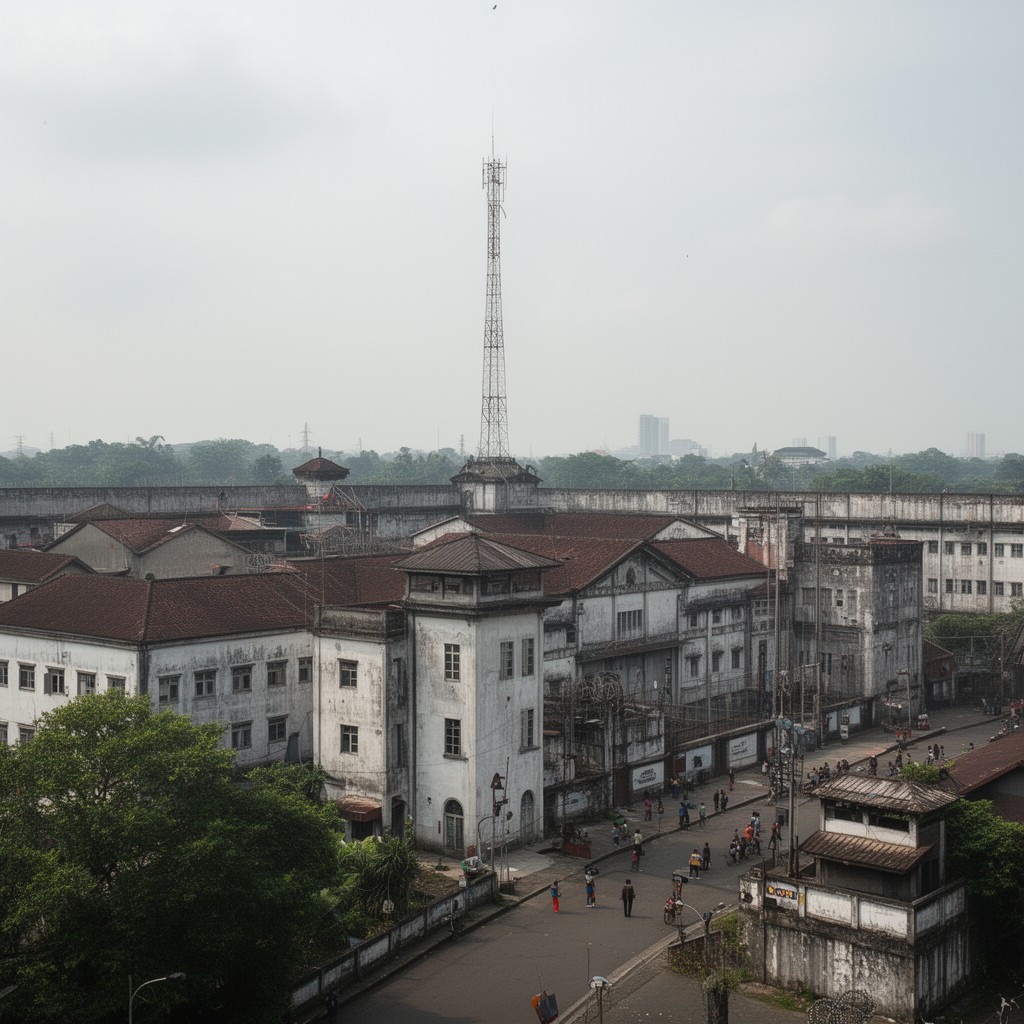 AI-generated illustration of Cipinang Prison, Jakarta