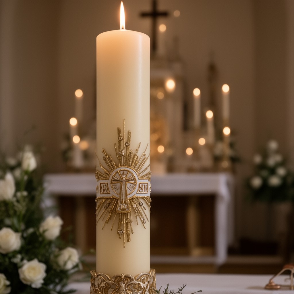 AI-generated illustration of Paschal candle