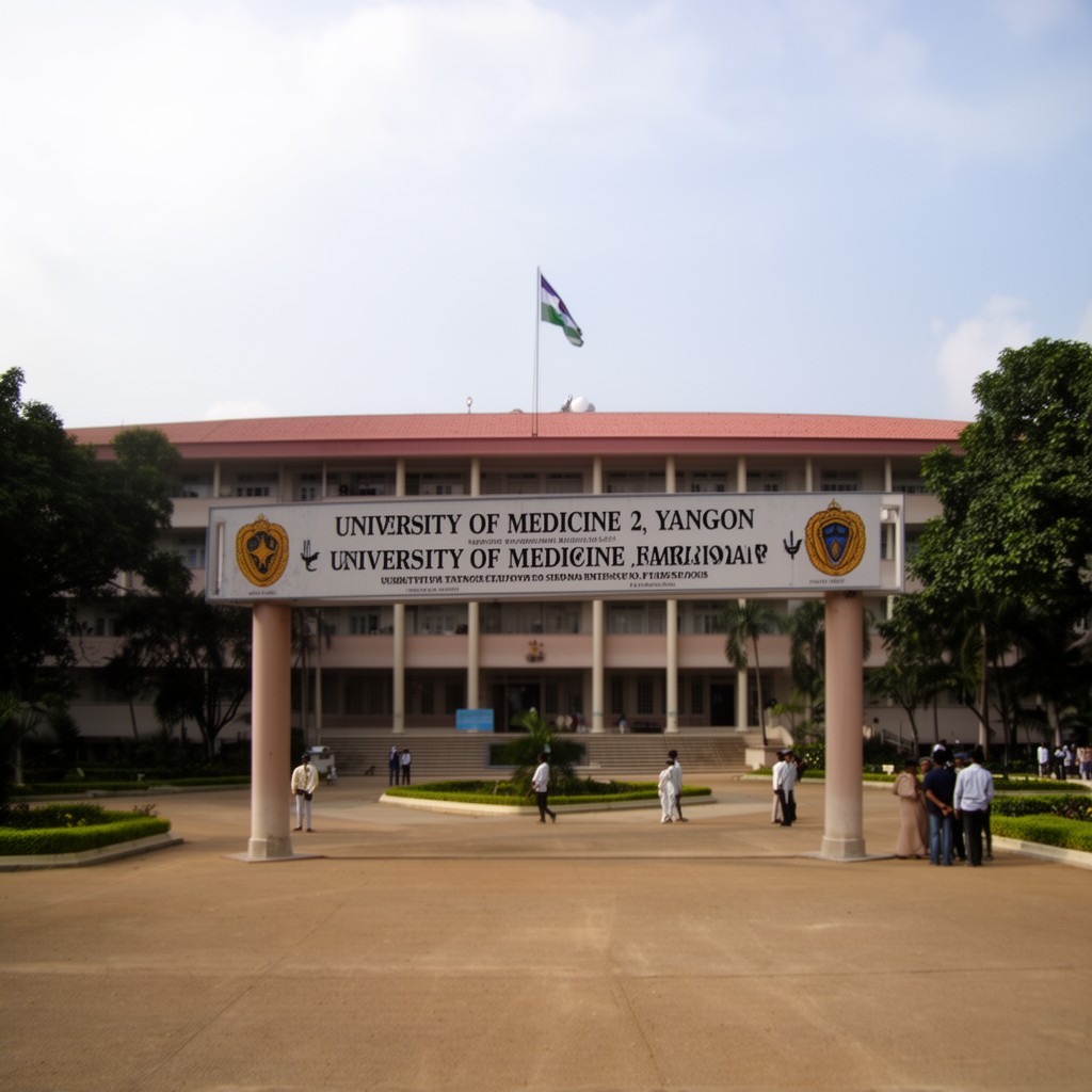 AI-generated illustration of University of Medicine 2 Yangon
