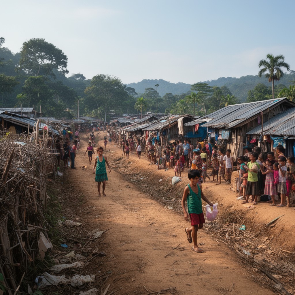 AI-generated illustration of Thai–Myanmar border