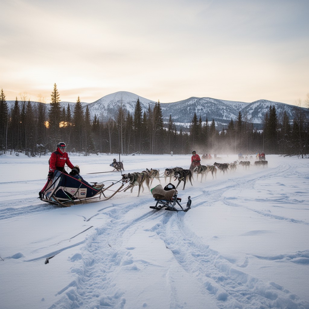 AI-generated illustration of UP 200 Sled Dog Race