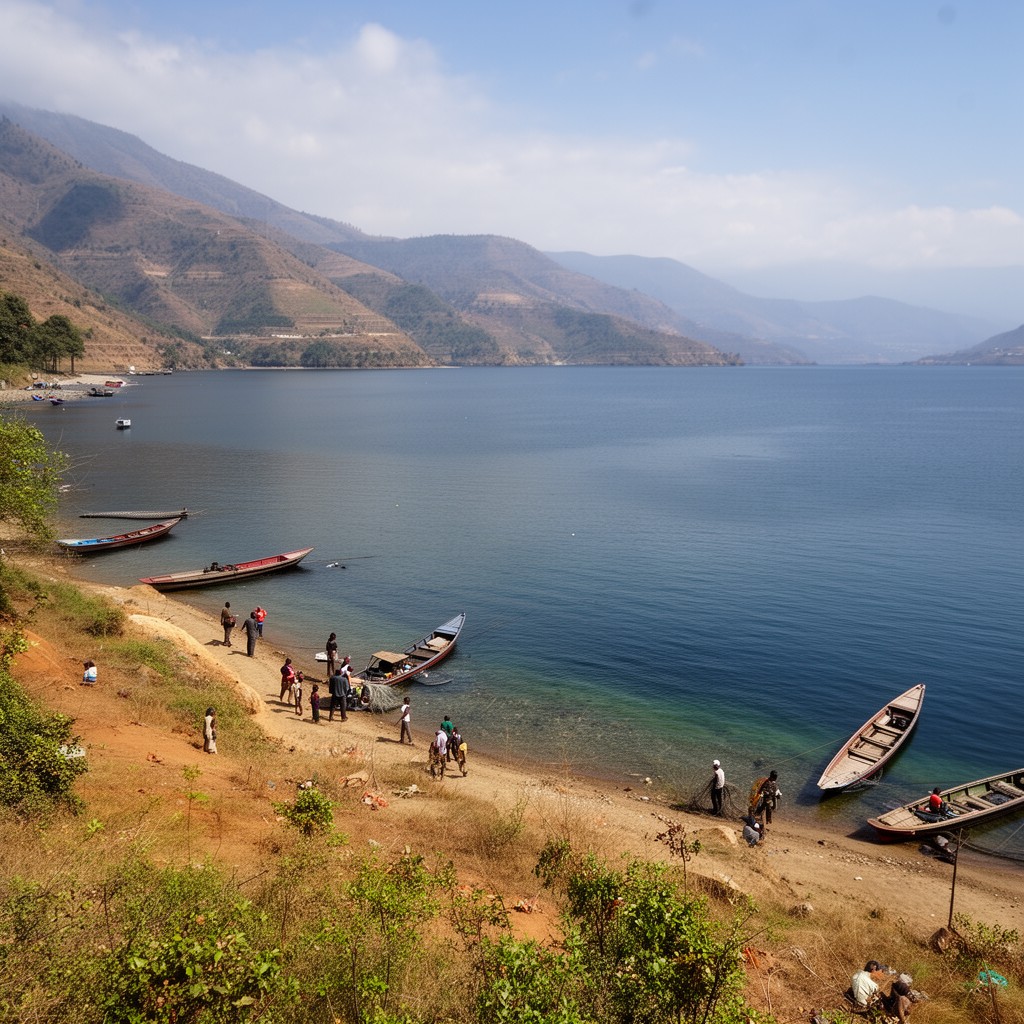 AI-generated illustration of Lake Tanganyika shoreline