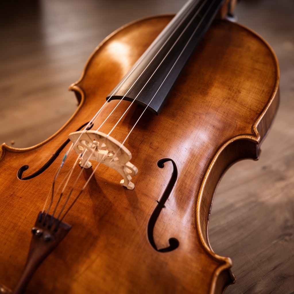 AI-generated illustration of 1712 Stradivarius cello "Davidov" (formerly used)