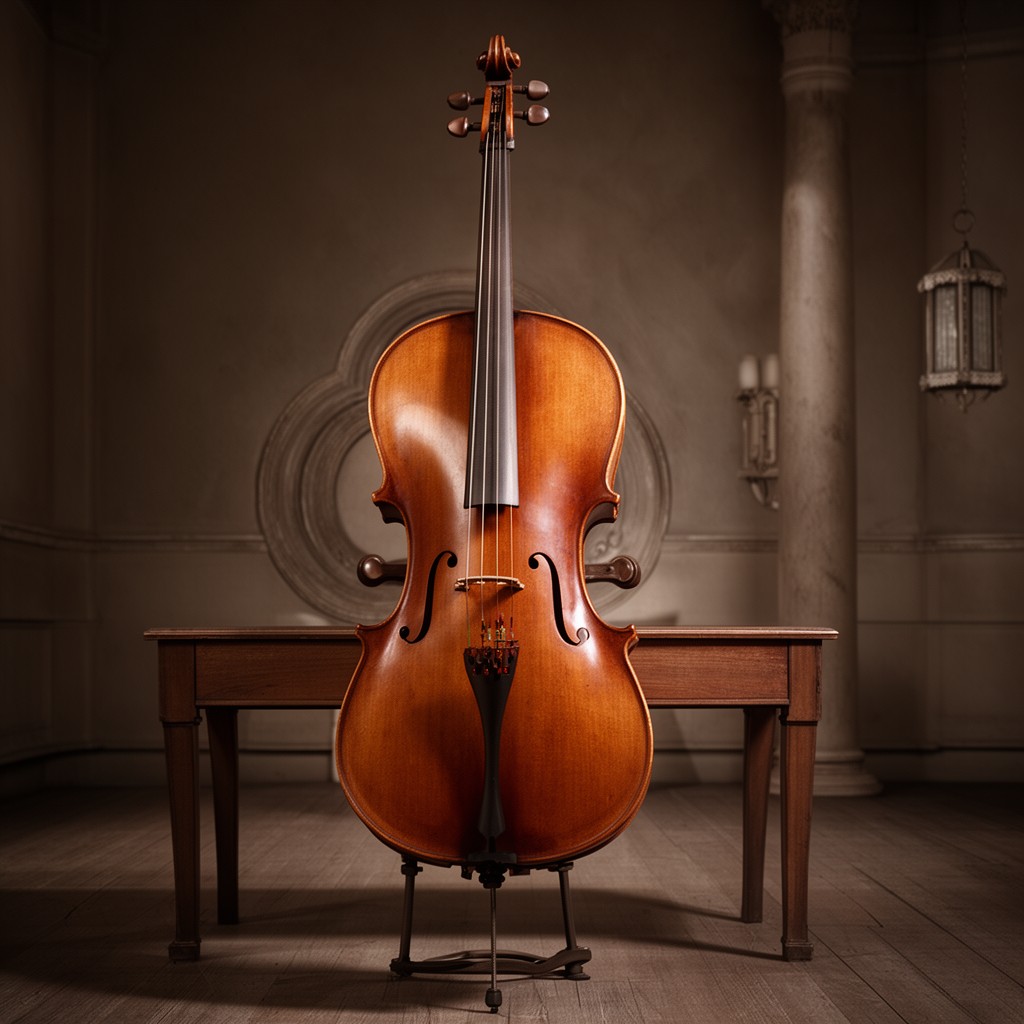 AI-generated illustration of 1733 Montagnana cello