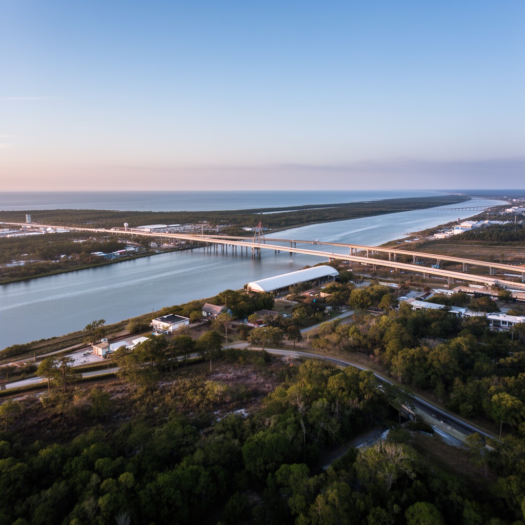 AI-generated illustration of Santa Rosa Sound (via nearby bridges and causeways)