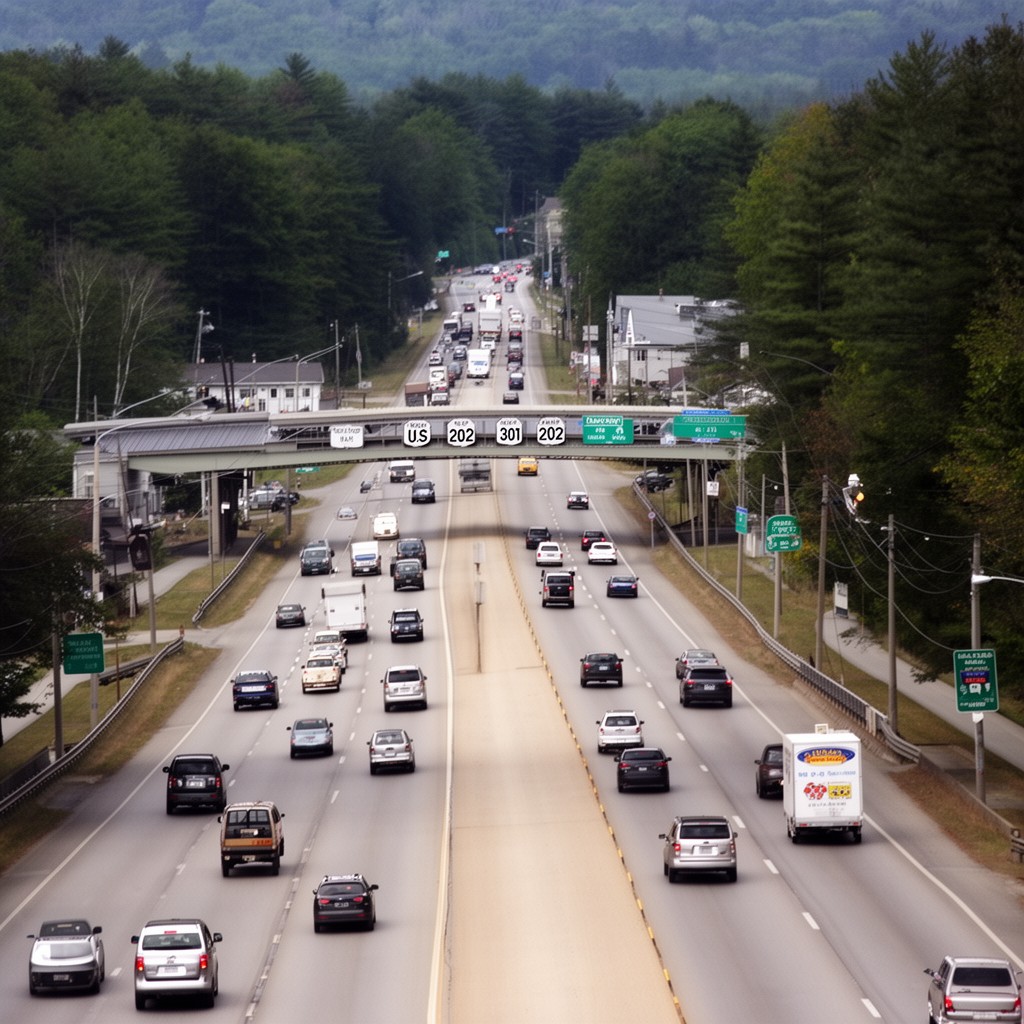 AI-generated illustration of U.S. Route 202 in Bangor, Maine