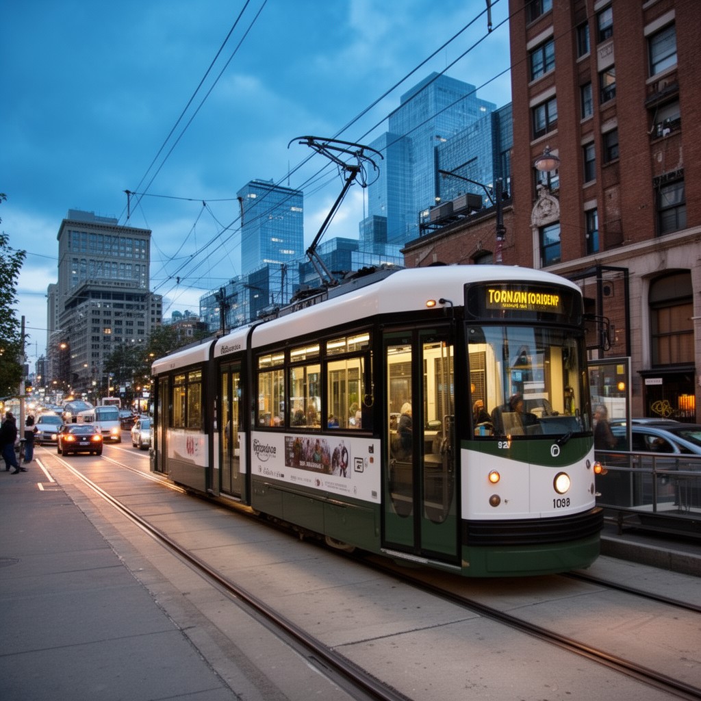 AI-generated illustration of Toronto streetcar system