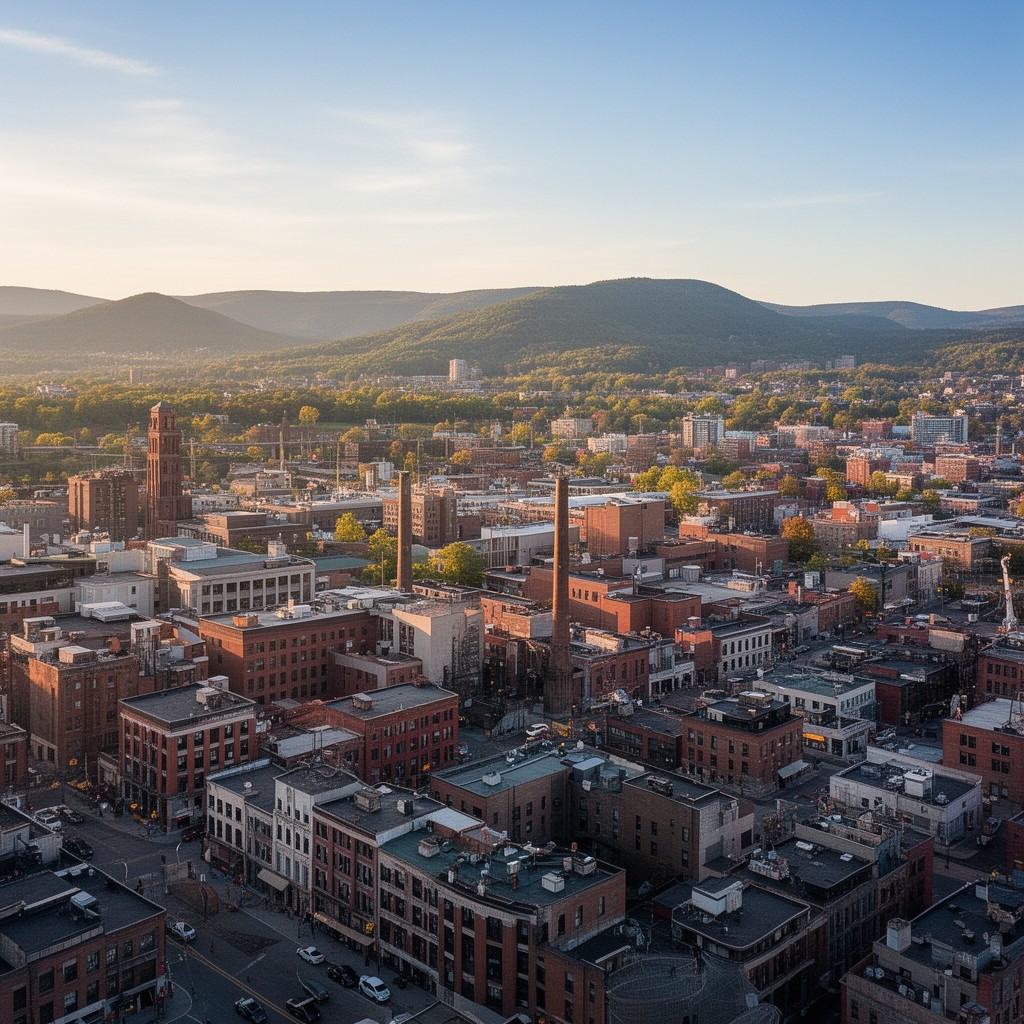 AI-generated illustration of Manchester, New Hampshire