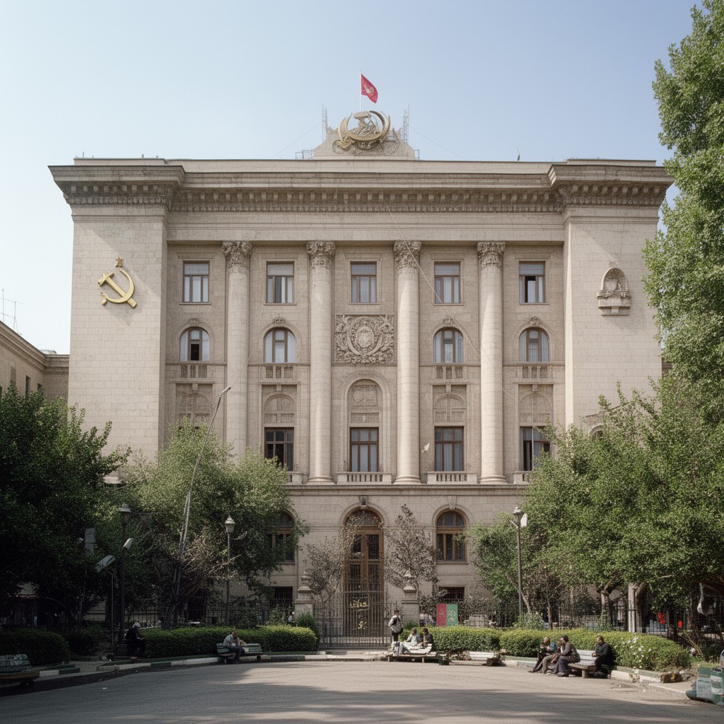 AI-generated illustration of Soviet embassy in Tehran