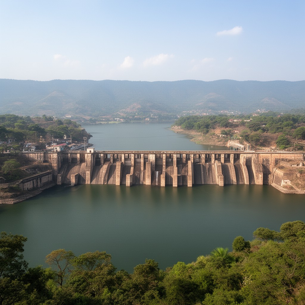 AI-generated illustration of Nagarjuna Sagar Dam