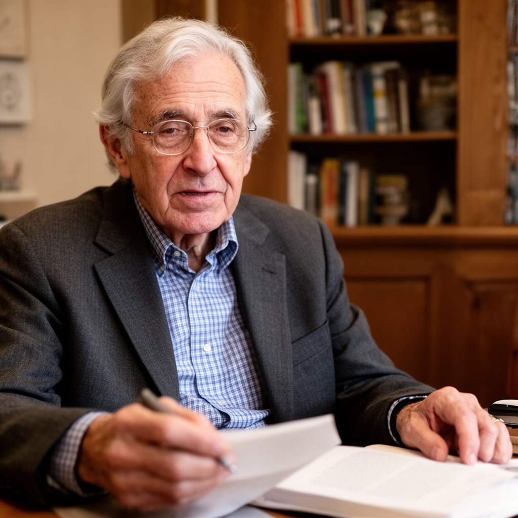 AI-generated illustration of Noam Chomsky