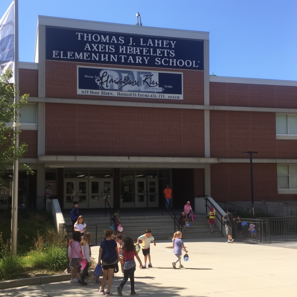 AI-generated illustration of Thomas J. Lahey Elementary School