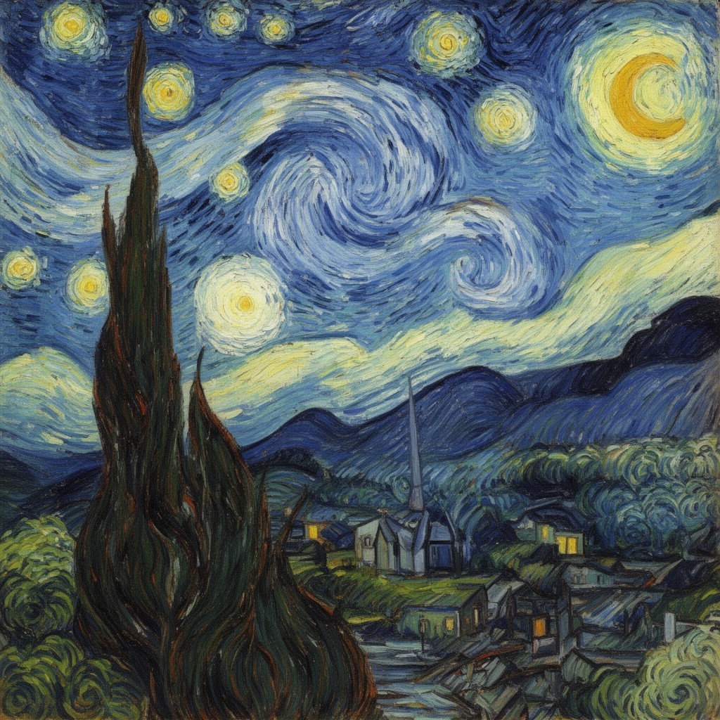 AI-generated illustration of The Starry Night