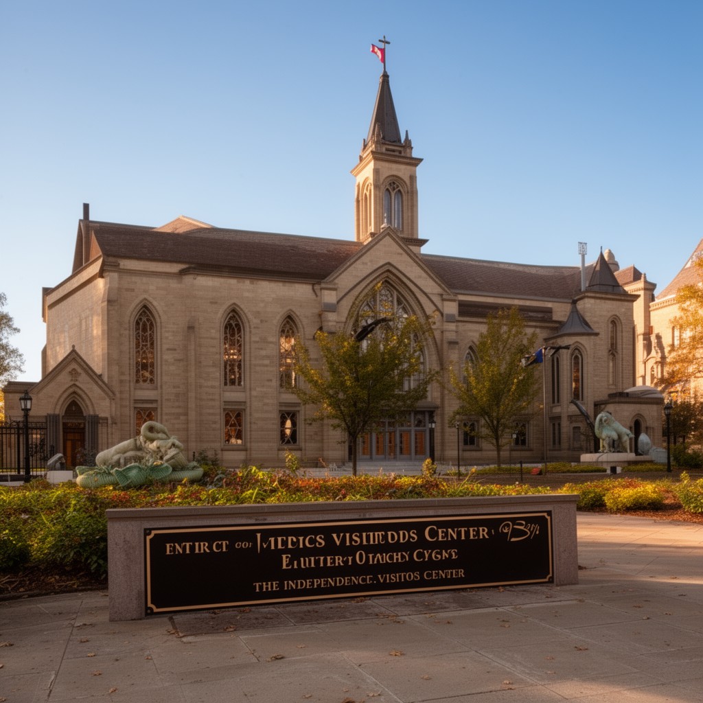 AI-generated illustration of Independence Visitors Center of the Church of Jesus Christ of Latter-day Saints