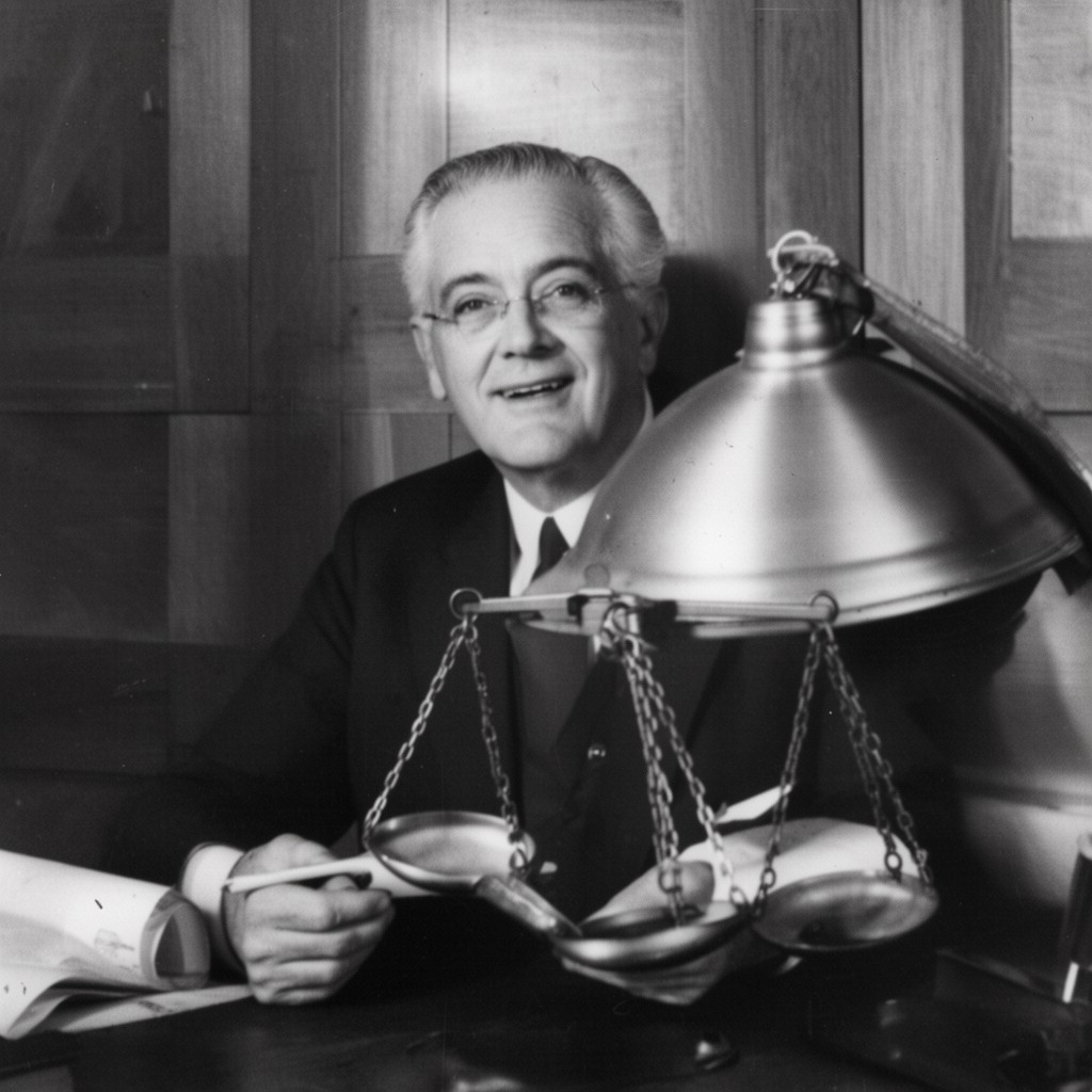 AI-generated illustration of Justice William O. Douglas (in part and dissenting in part)