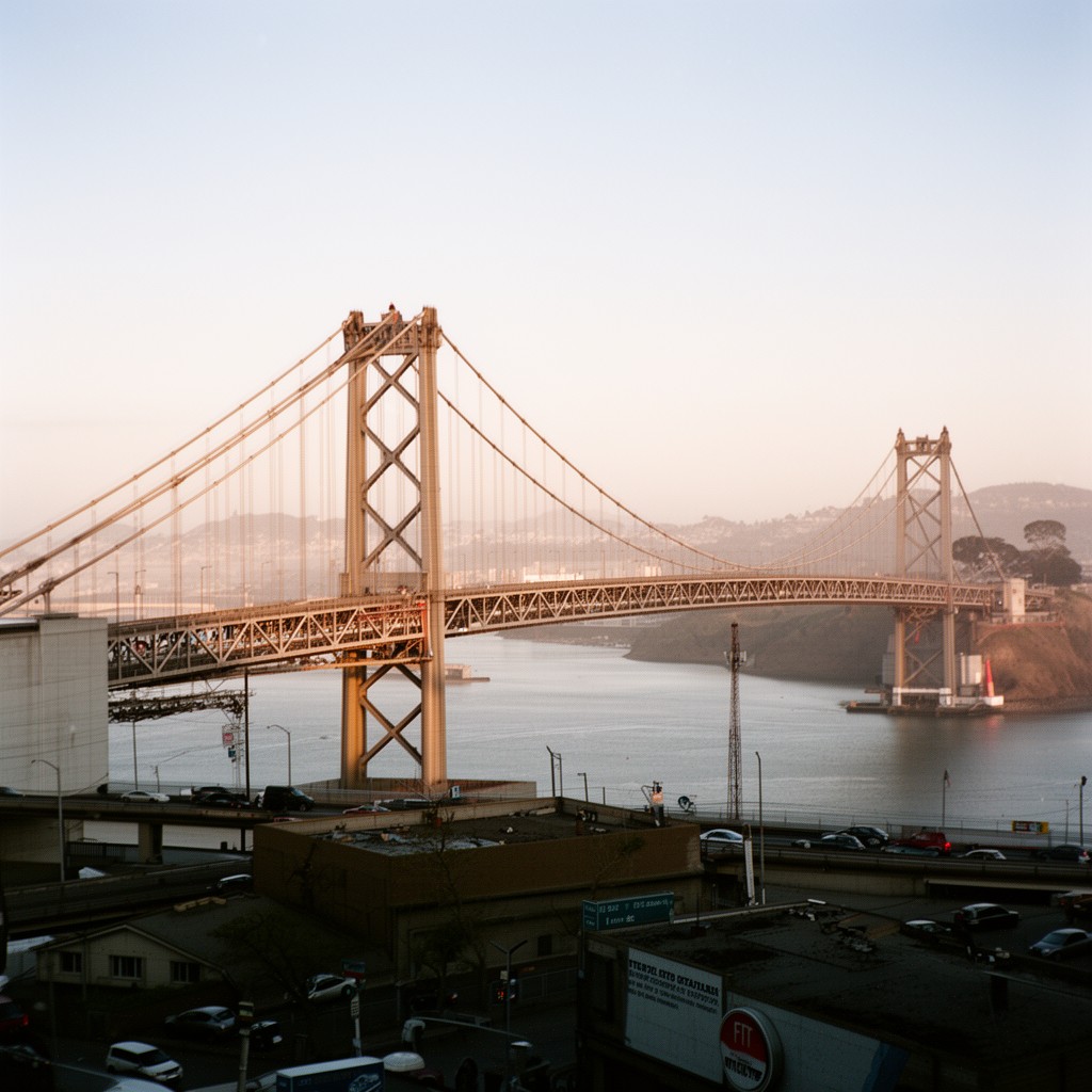 AI-generated illustration of San Francisco–Oakland Bay Bridge