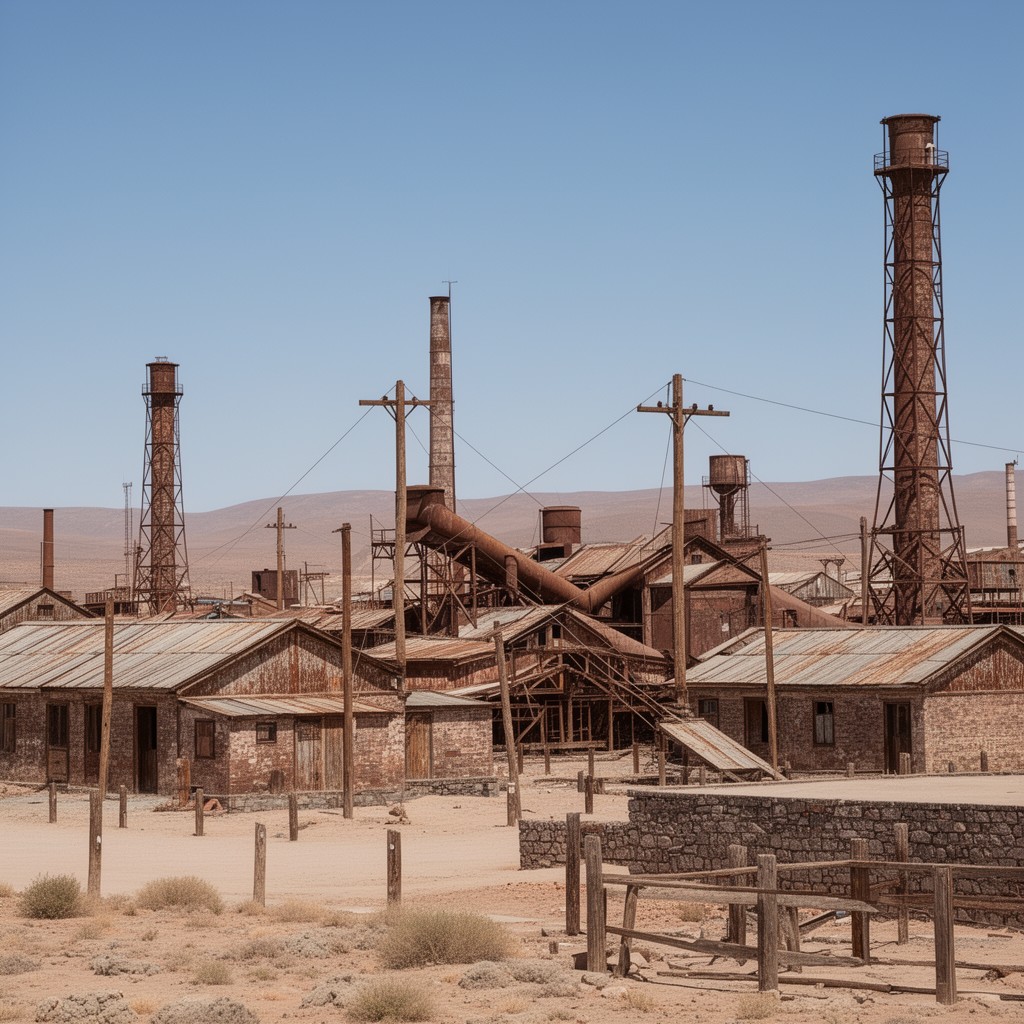 AI-generated illustration of Humberstone and Santa Laura Saltpeter Works