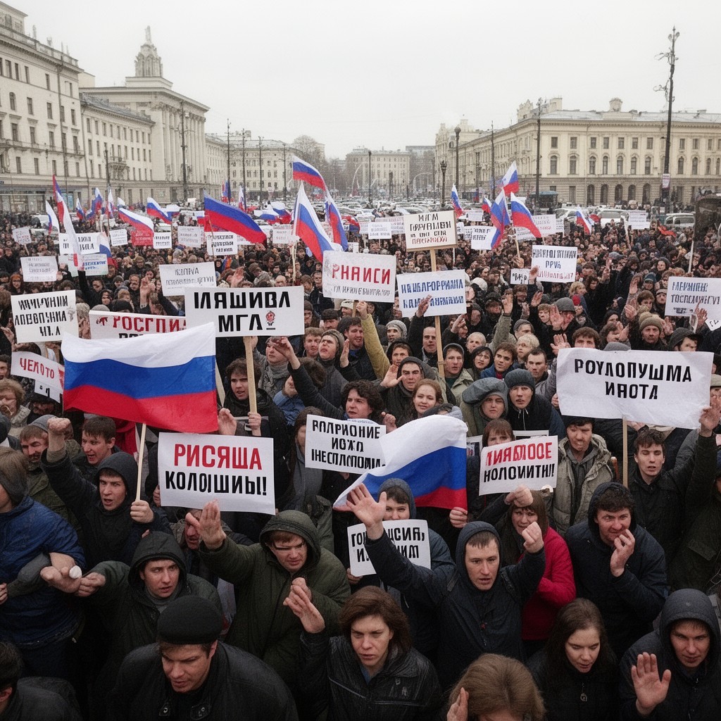 AI-generated illustration of Russian election protests 2011
